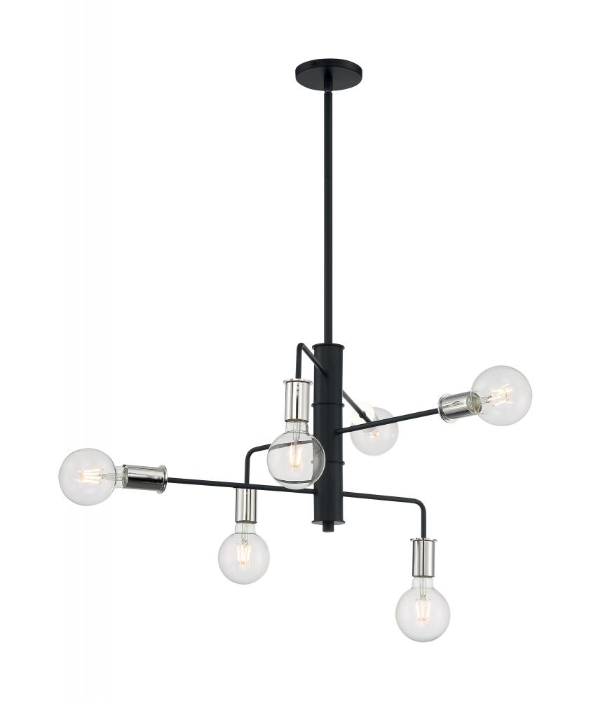 RYDER 6 LIGHT CHANDELIER BK PN