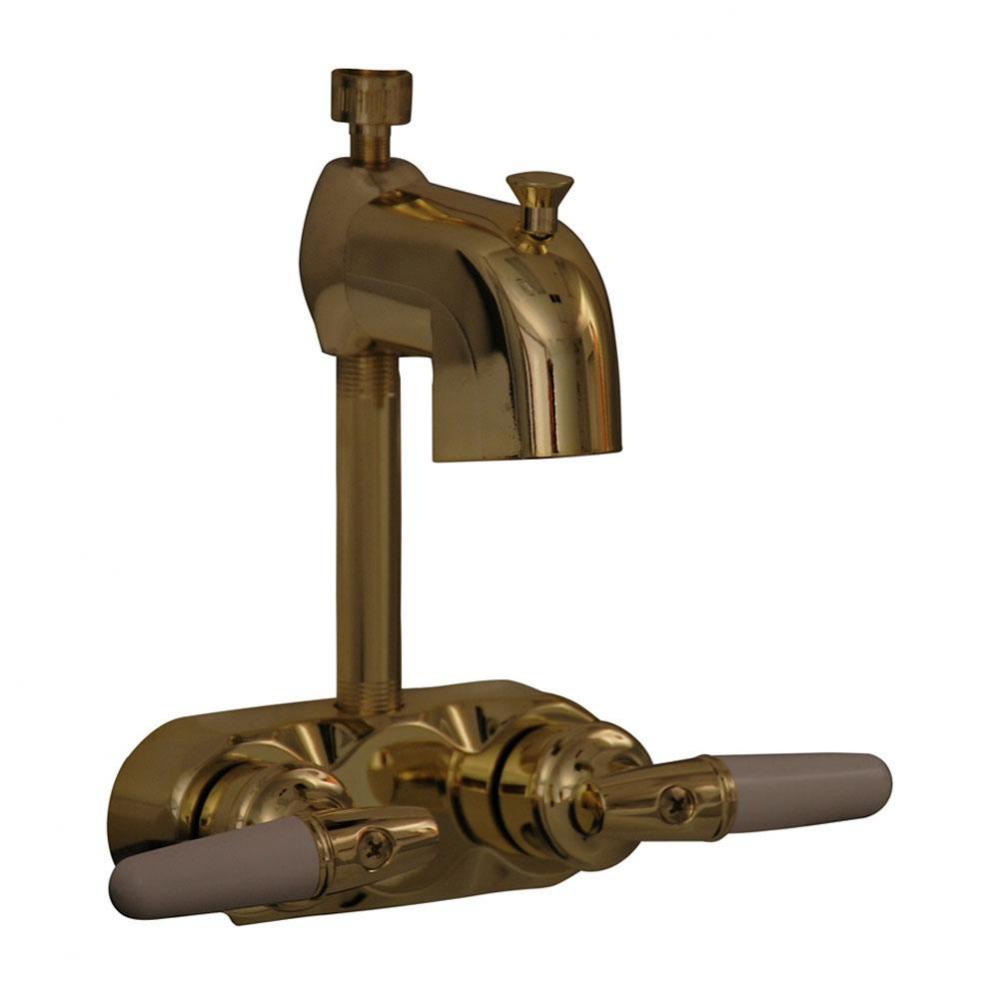 Diverter Code Spout, Handles and Nipple, Polished Brass