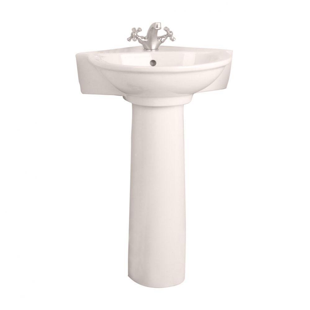 Evolution Corner Pedestal Lavatory, One-Hole, Bisque