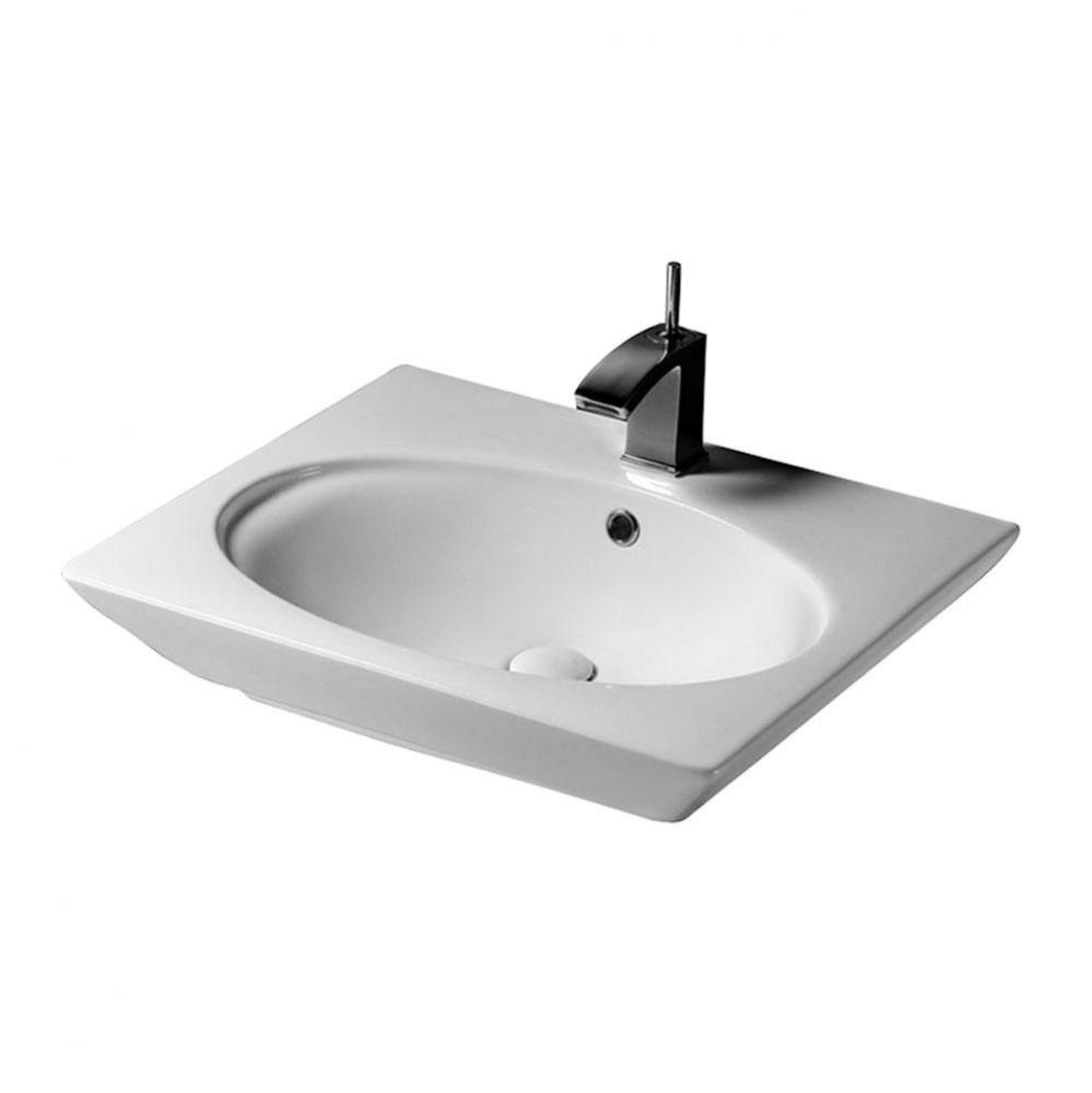 Opulence Above Counter Basin23&apos;&apos;, White,Oval Bowl,1-hole