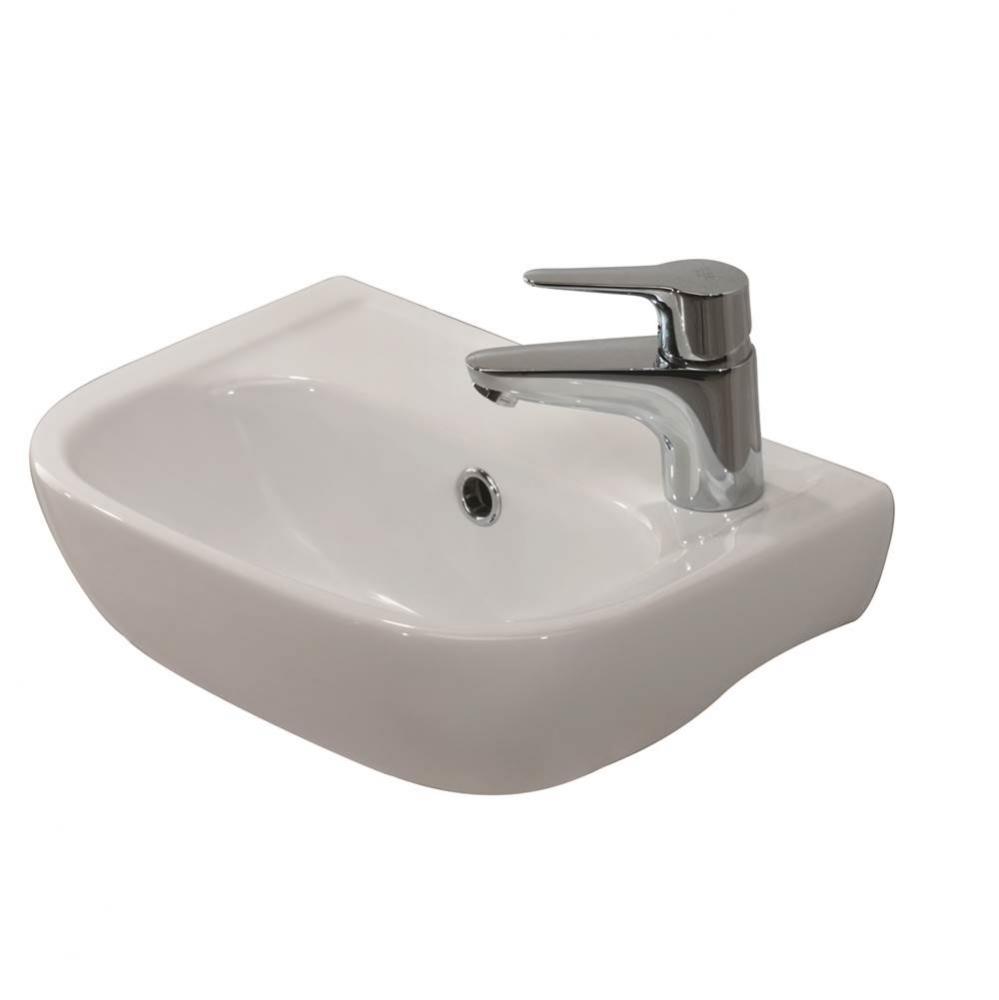 Caroline 380 Wall-Hung Basin,White, Faucet Hole on Right