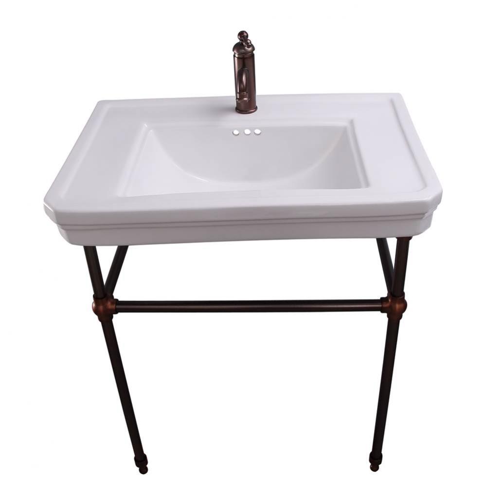Drew 30&apos;&apos; Console w/Stand, White, 1 Faucet Hole, PN Stand
