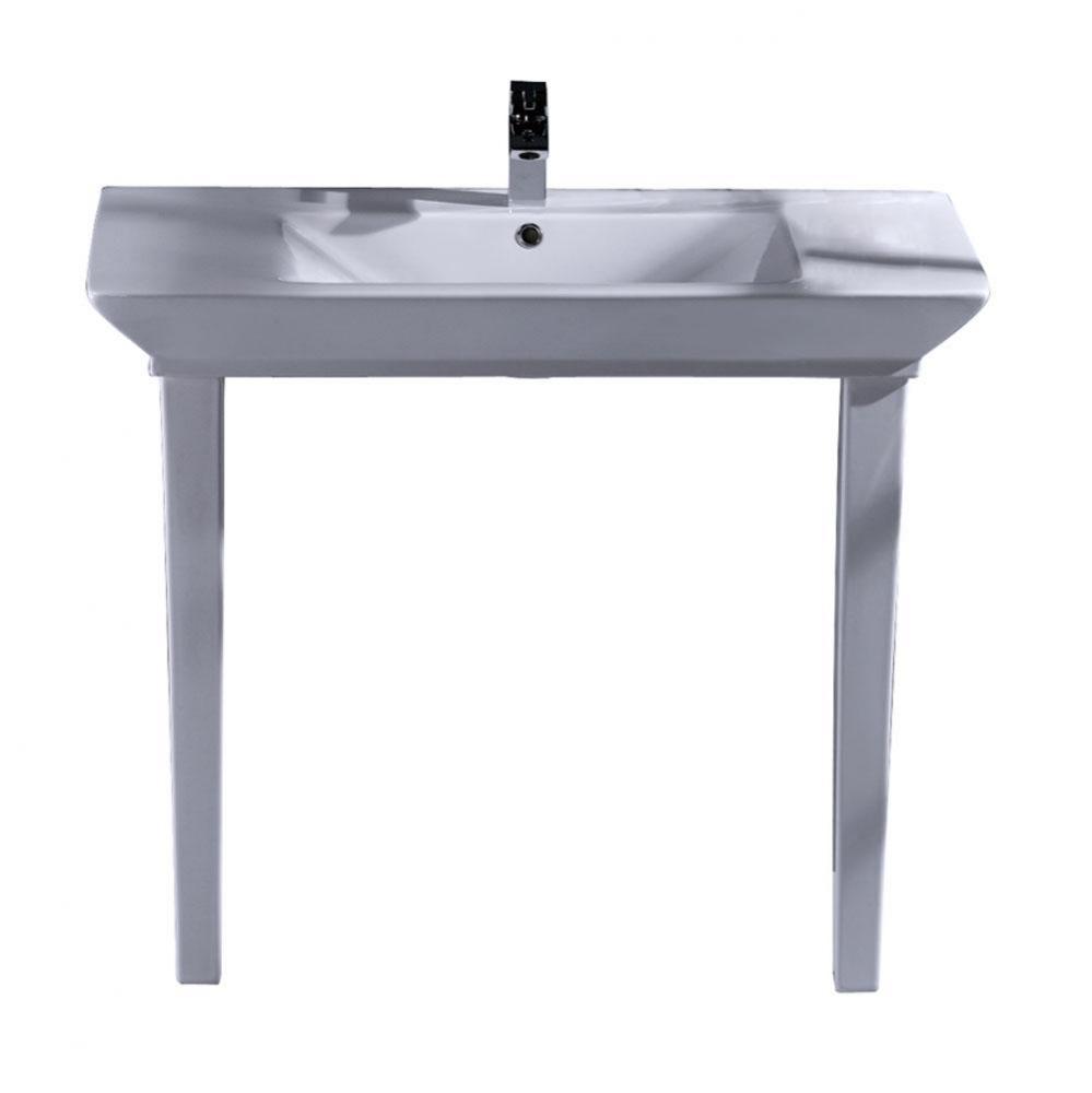 Opulence Console 39-1/2&apos;&apos;, RectBowl, 1-hole, White