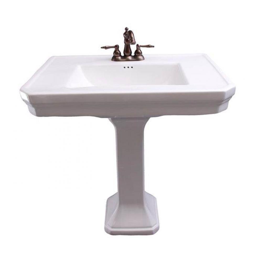 Corbin Rectangular PedestalLavatory, 8&apos;&apos; WS, White