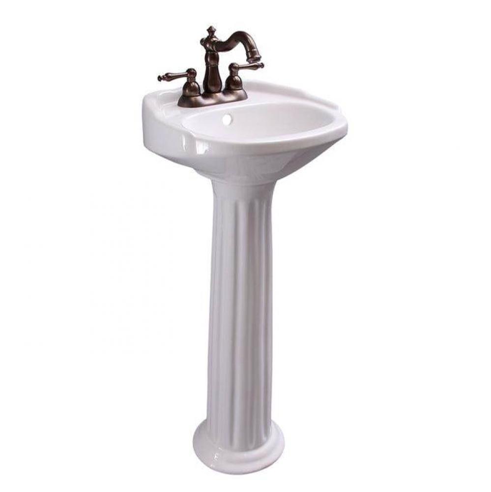 Silvi 15&apos;&apos; Pedestal Lavatory1 Faucet Hole,White