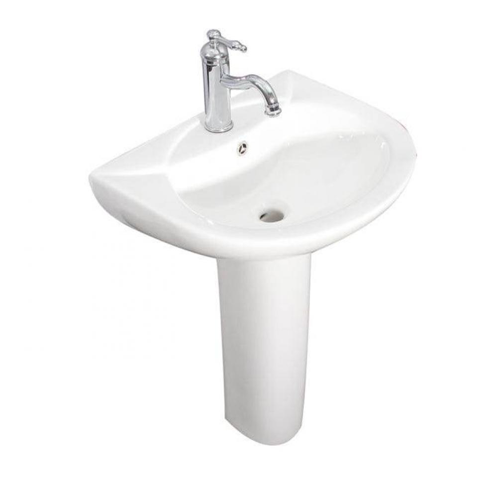 Banks Pedestal for 4&apos;&apos; ccFaucet Holes, Overflow, White