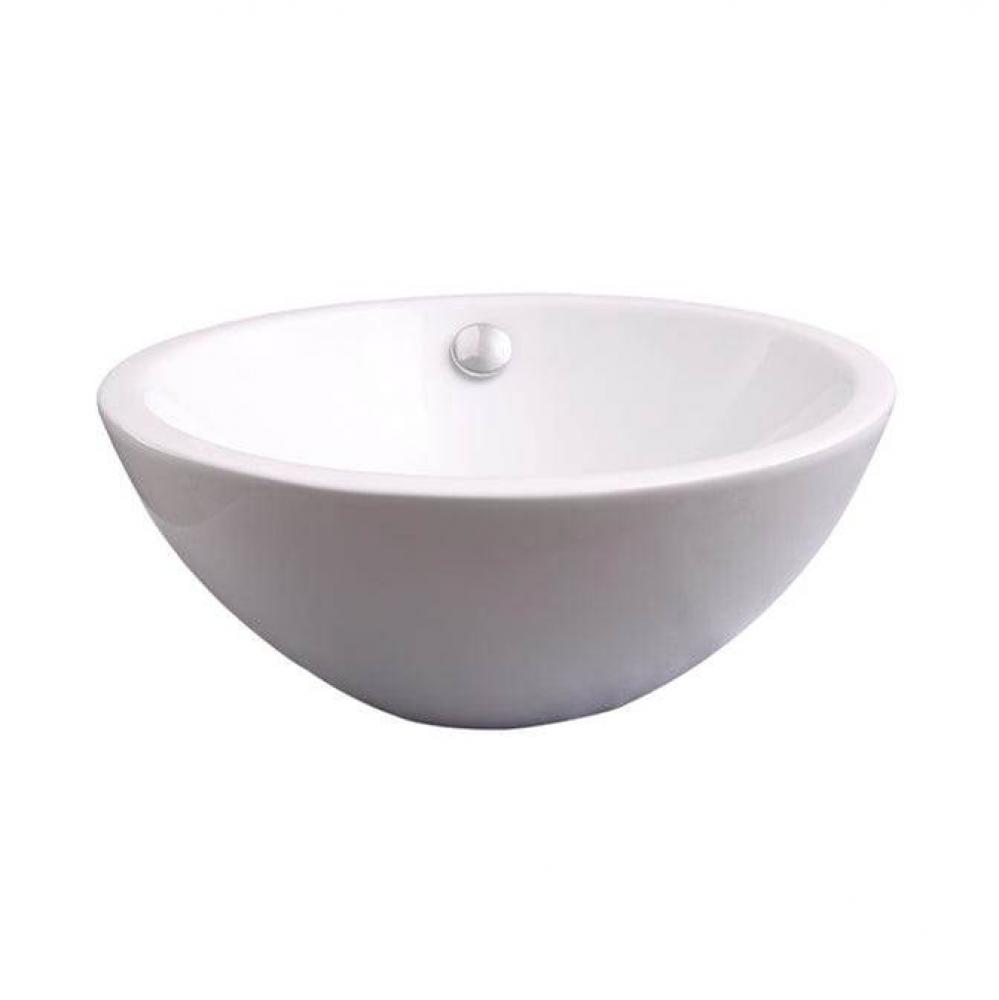 Dayton Above Counter Basin 15&apos;&apos;Oval, No Faucet Holes ,W/OF,WH