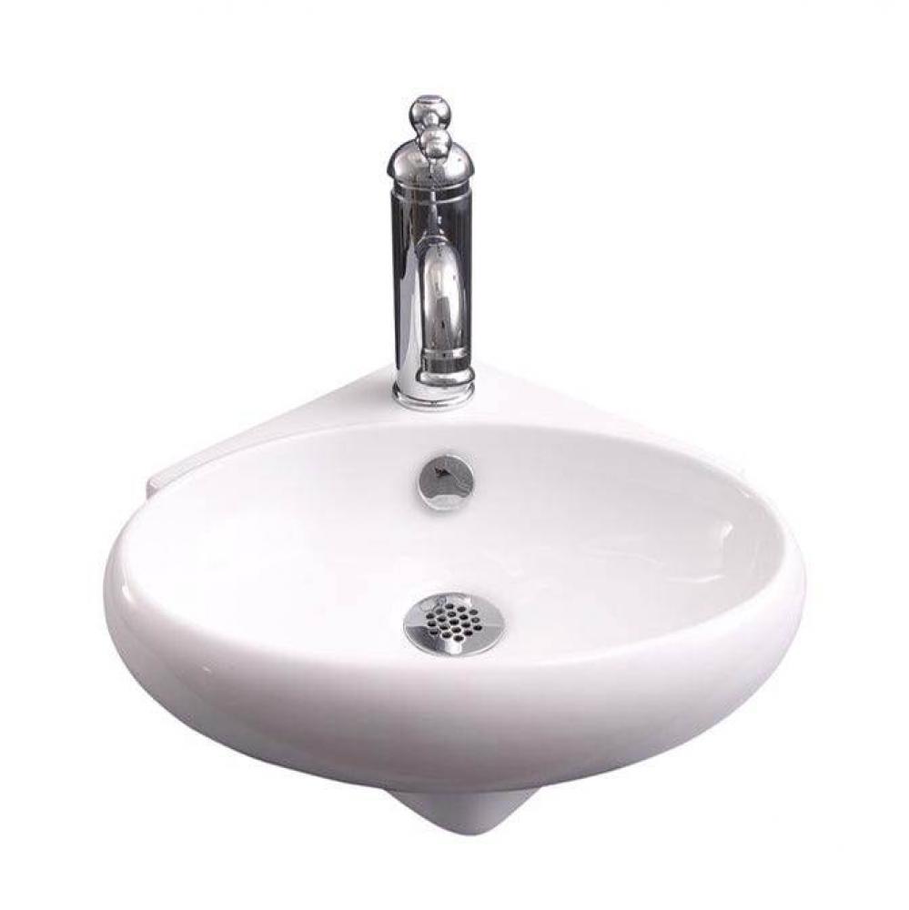 Fowler Corner Wall Hung 14&apos;&apos;1 Hole,Oval Basin, Overflow,WH