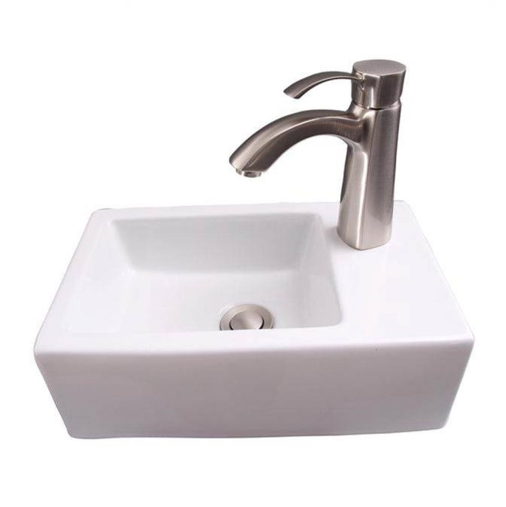 Avilla Rect Wall Hung 15&apos;&apos;Faucet hole on Left, White