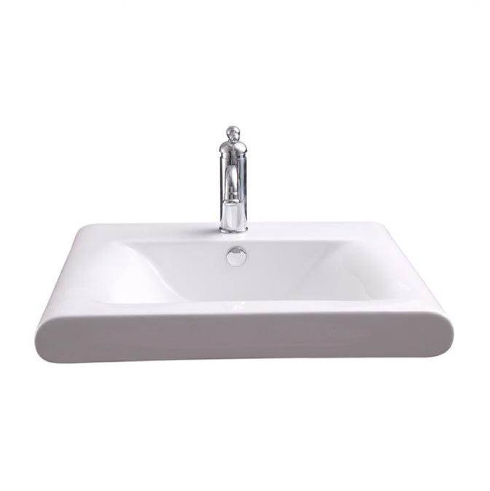 Thad Rectangular 24&apos;&apos; Wall Hung1 Faucet hole,Overflow, White