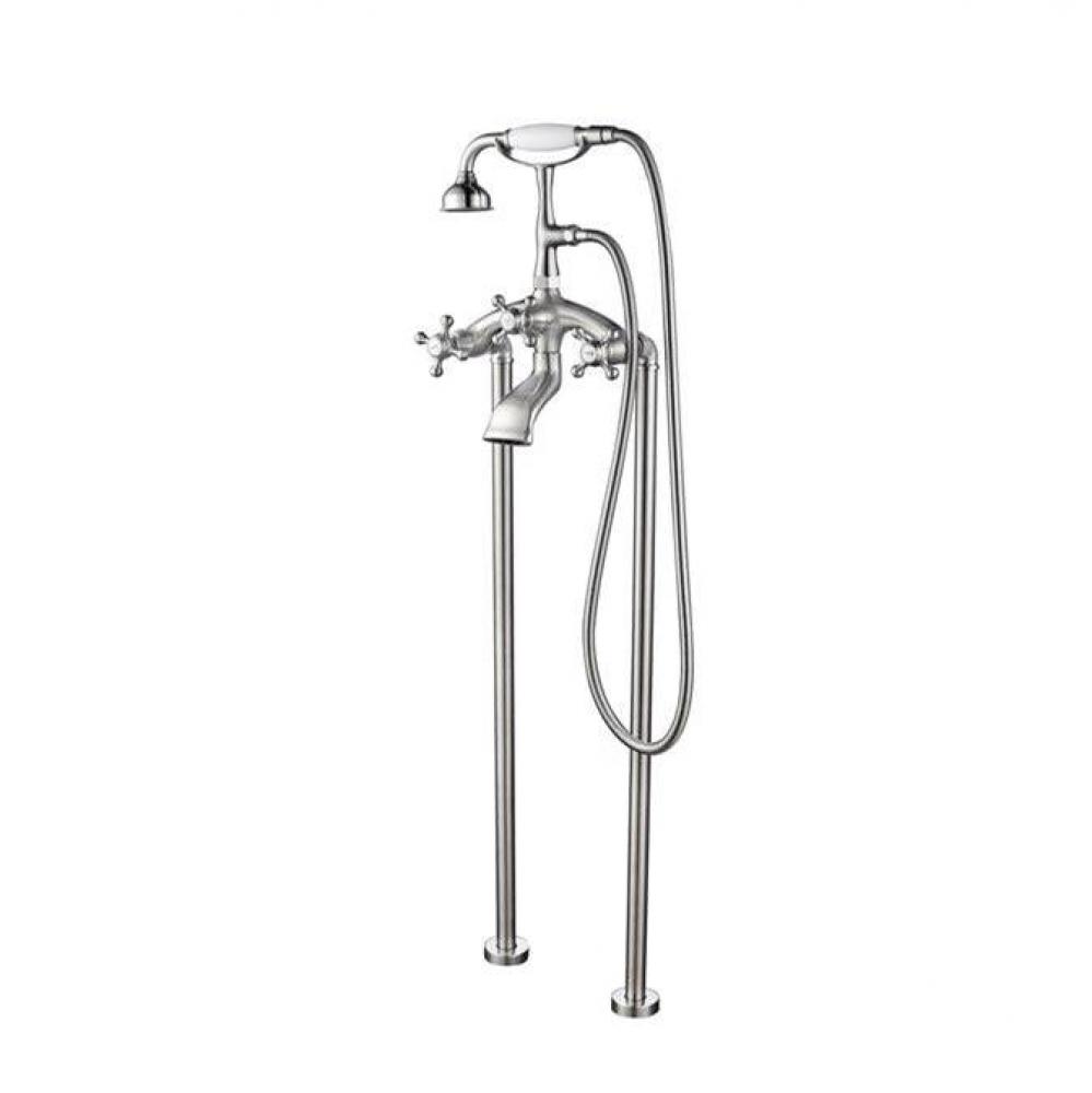 Freestanding Tub Faucet W/HandShower, 8&apos;&apos; Curved Body,BN