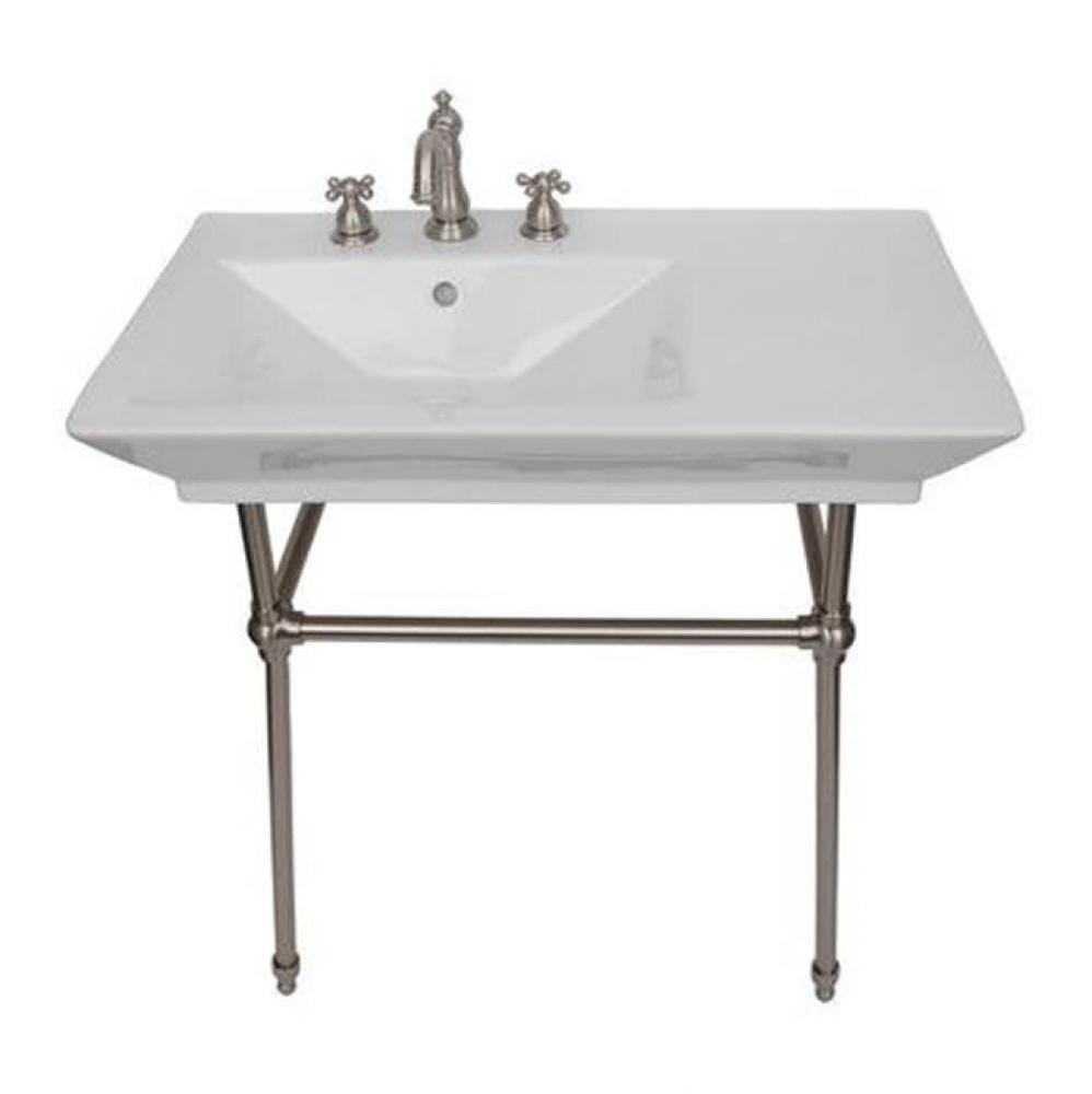 Opulence Console 31-1/2&apos;&apos;, RectBowl, 4&apos;&apos; CC, White, PB Stand