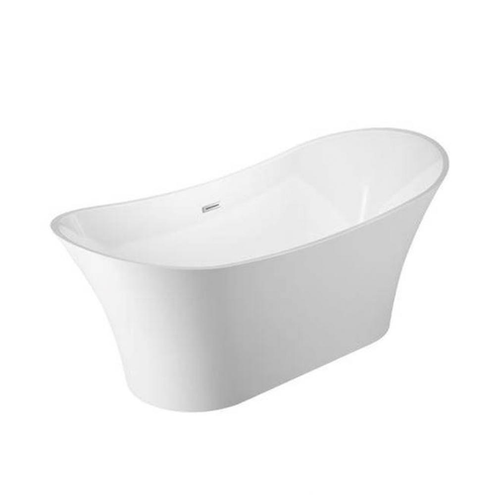 Noreen AC Dbl Slipper Tub 69&apos;&apos;WH, w/Internal Drain Pipe, WT