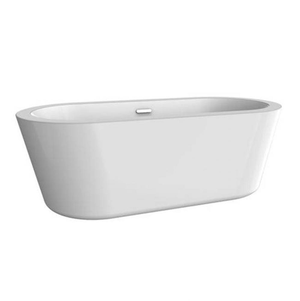 Ollie 55&apos;&apos; Freestanding Tub WHW/OF and Drain Brushed Nickel