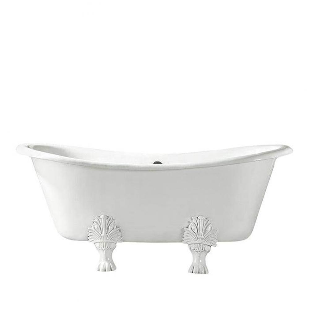 Markus 66&apos;&apos; CI Dbl Slipper Tub,White,7&apos;&apos; Deck Holes, WH Feet