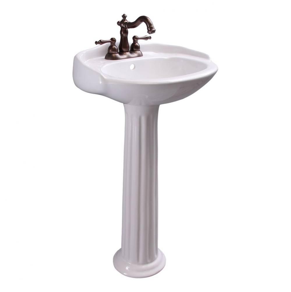 Arianne 19&apos;&apos; Basin Only with4&apos;&apos; Center Set,W/ Overflow,WH