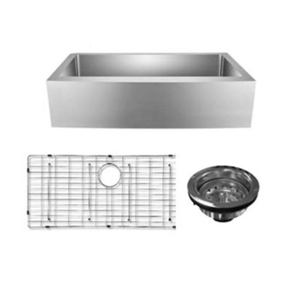 Amanda 27&apos;&apos; Gold SS Curved Sink W/Gold Wiregrid And Strainer