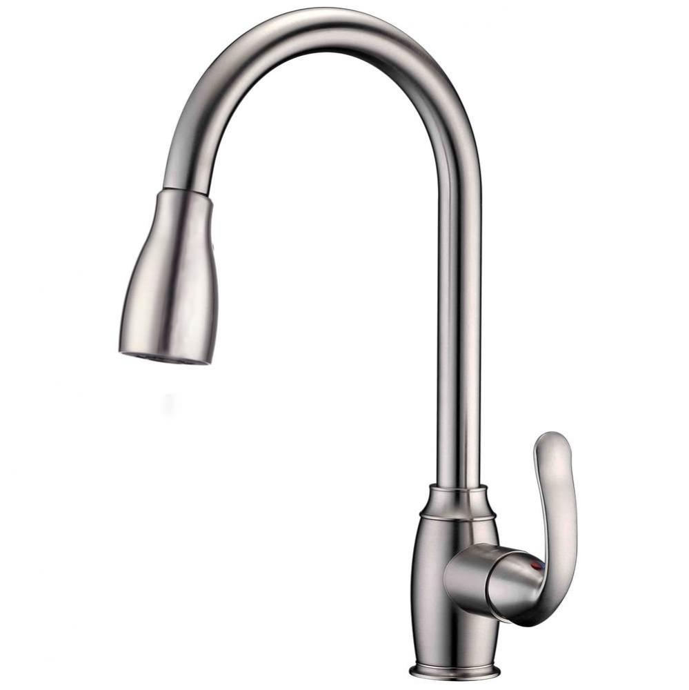 Bistro Kitchen Faucet,Pull-OutSpray, Metal Lever Handles, BN