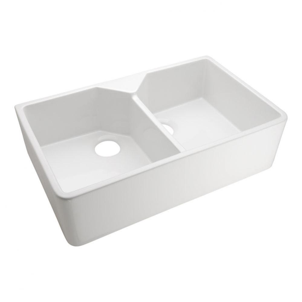 Jolie 31.5&apos;&apos; Double Bowl FarmerSink, No hole, &#xa0;White