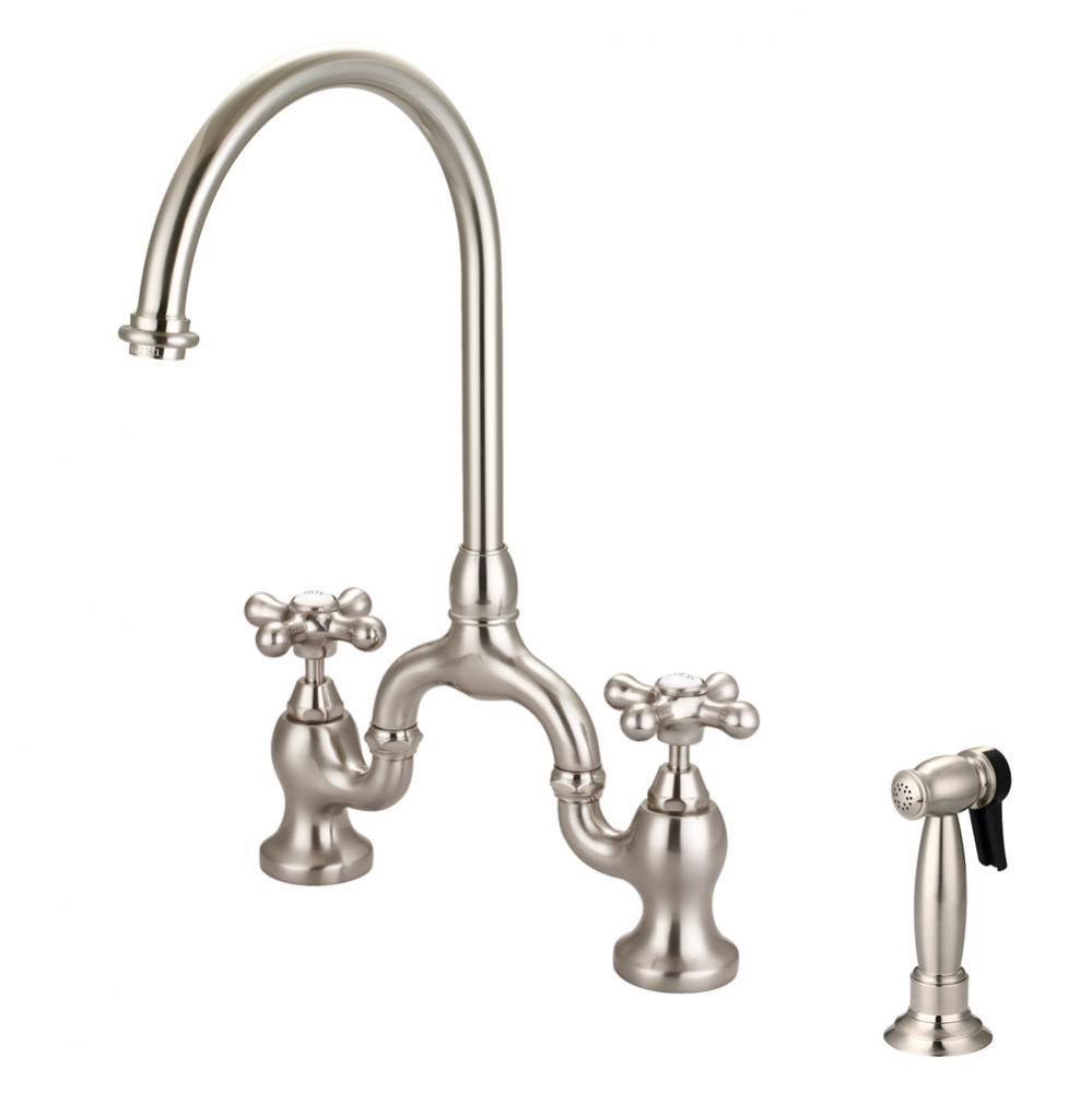 Banner Kitchen Bridge Faucet wSidespray and Metal Cros Han, BN