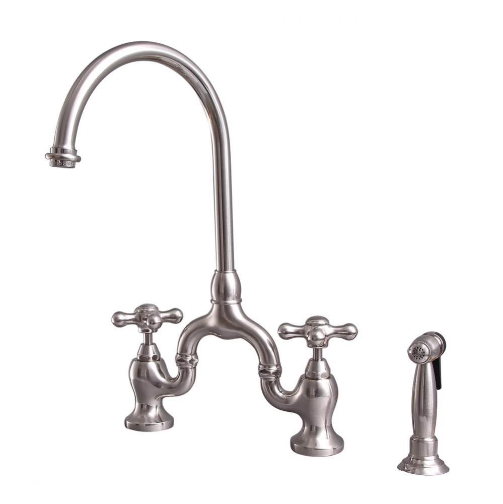 Banner Kitchen Bridge Faucet wSidespray and Metal Cros Han, BN