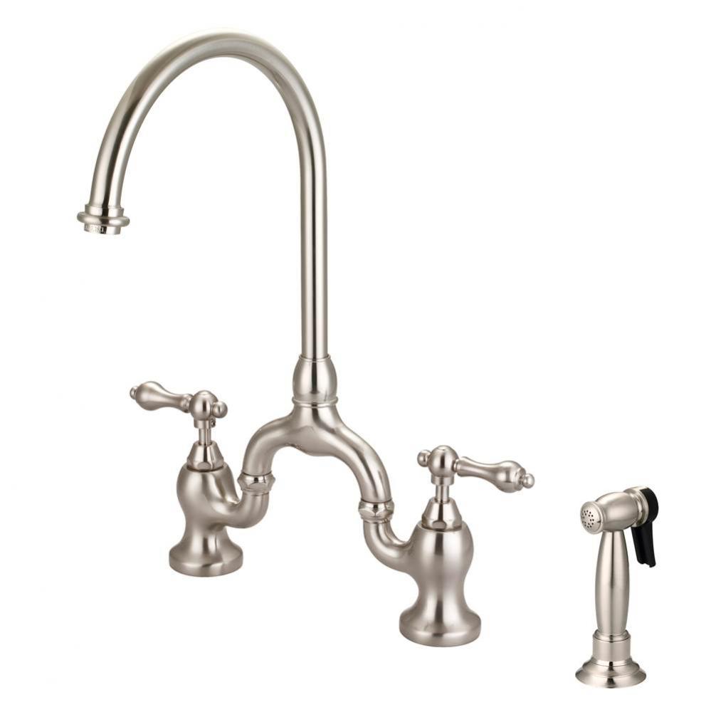 Banner Kitchen Bridge Faucet wSidespray and Metal Lver Han, BN