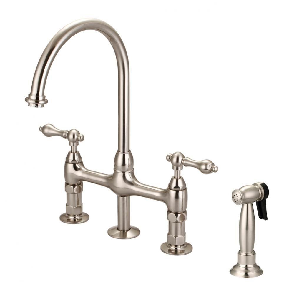 Harding Kitchen Bridge FaucetSidespray and Metal Lever Hdl,BN