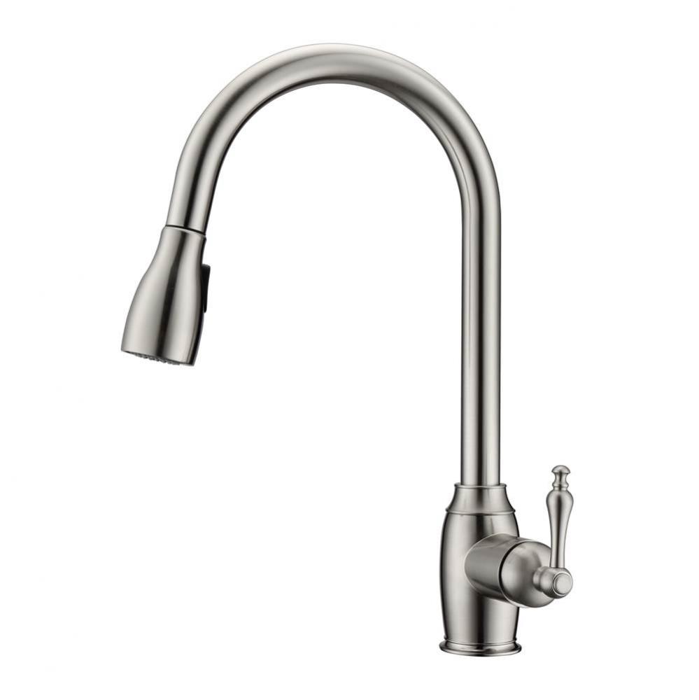 Bistro Kitchen Faucet,Pull-OutSpray, Metal Lever Handles, BN