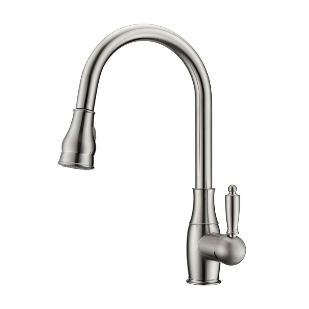 Caryl Kitchen Faucet,Pull-OutSpray, Metal Lever Handles, BN