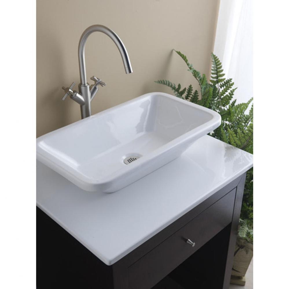 Santa Fe Above Counter Basin, Fully Glazed, White