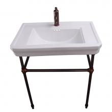Barclay 754WH-PN - Drew 30'' Console w/Stand, White, 1 Faucet Hole, PN Stand