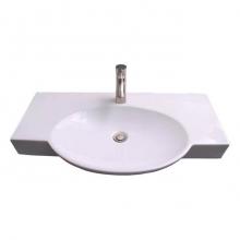 Barclay 4-9124WH - Waveland Wall Hung 34'' Rect,Oval Basin,1 Faucet Hole,WH