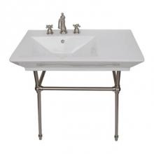 Barclay 960WH-PB - Opulence Console 31-1/2'', RectBowl, 4'' CC, White, PB Stand
