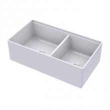 Barclay FSDB33AC-WH - Maxwel 33'' Double Bowl Sinkw/Ledge,Plain Front,White