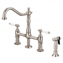 Barclay KFB508-PL-BN - Emral Kitchen Bridge FaucetSidespray and Porce Lever Han,BN