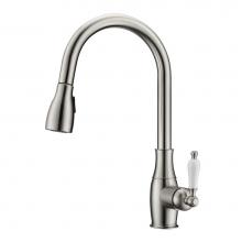 Barclay KFS411-L3-BN - Cullen Kitchen Faucet,Pull-OutSpray, Porcelain Handles, BN