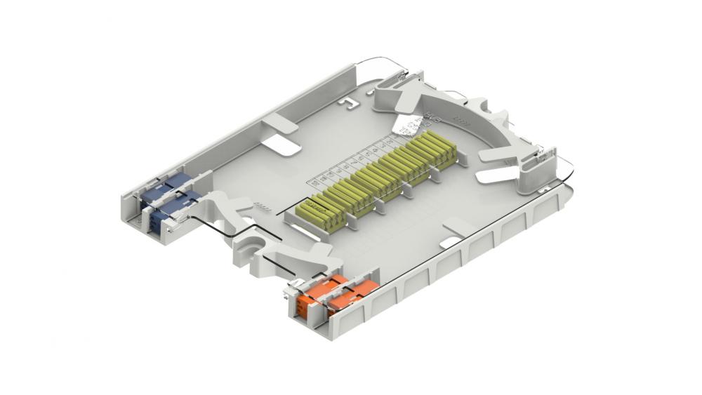 Outdoor closure splice tray for 40 fusion splice