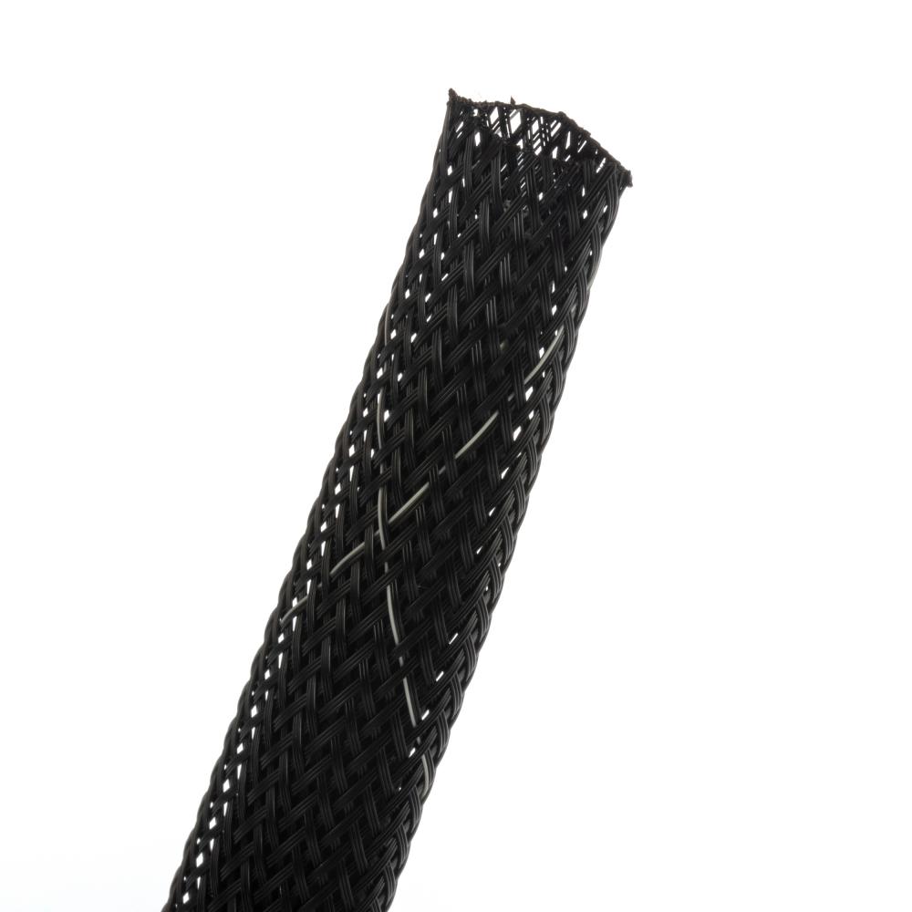 SE50PFR-DR0 Braided Sleeving, Black, FR (PET), 0