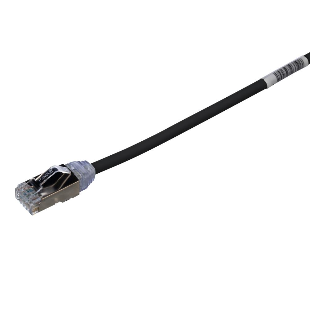 Cat 6A 28 AWG Shielded Patch Cord, 0.2 m, Black