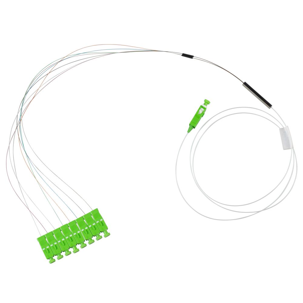 Fiber Optic PLC Splitter, 1X8 Split, 1 SC-APC to