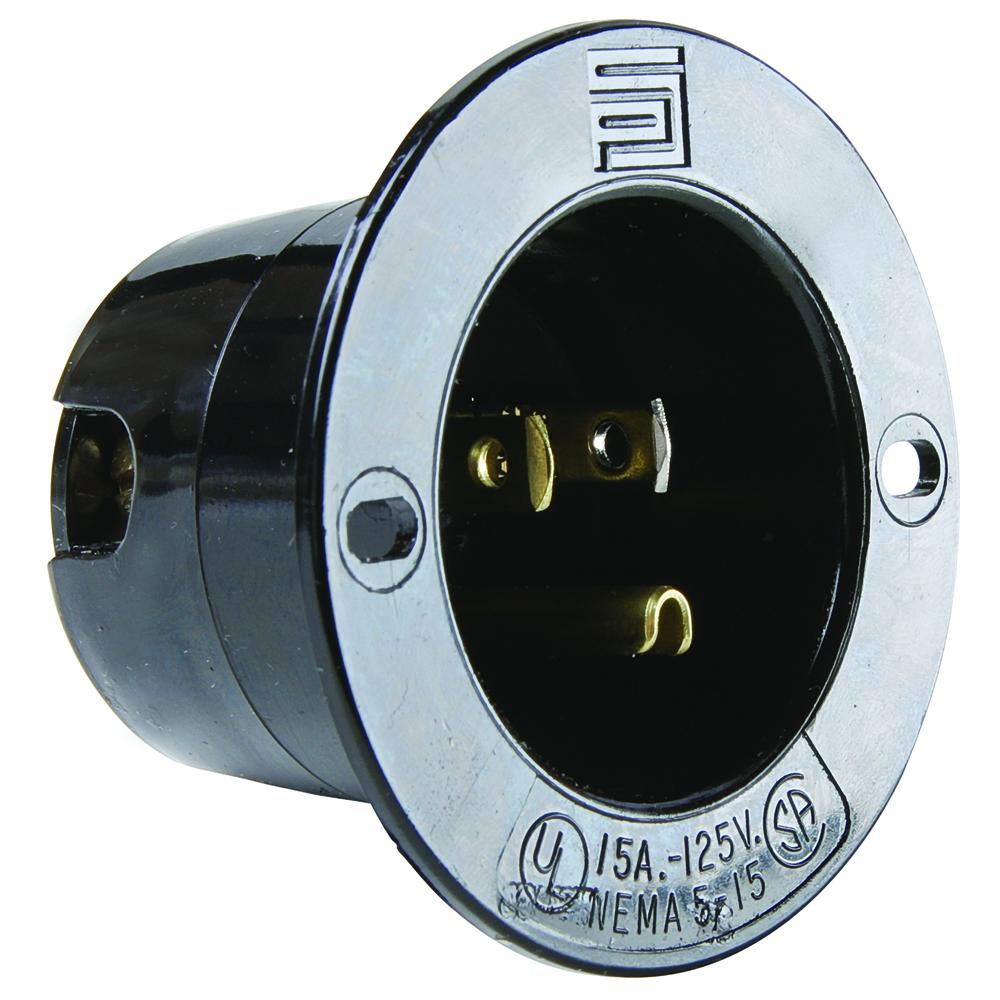 ST BLADE FL INLET 3W 15A 125V BLACK