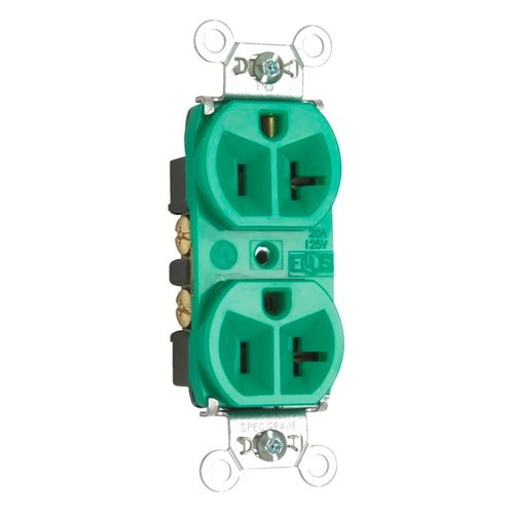 RECEPT DUP 20A 125V S+B WIRE GREEN