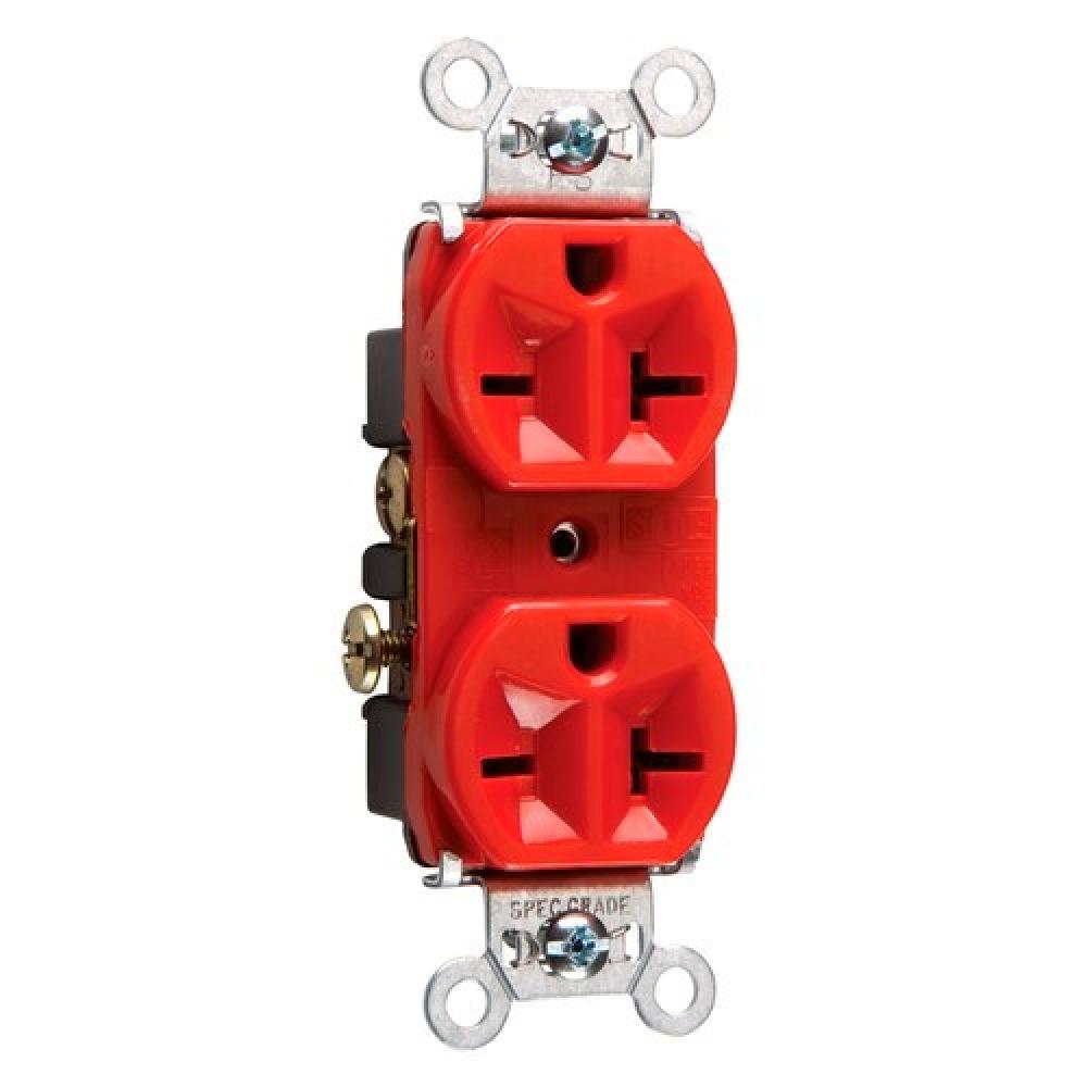 RECEPT DUPLEX 20A 250V S+B WIRE RED