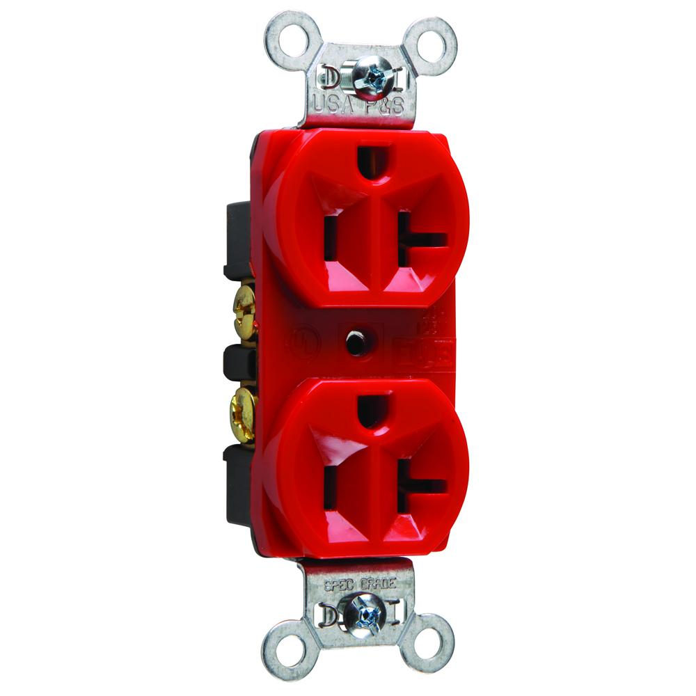 20A 125V CONSTRUCT DUPLEX RECEPT RED