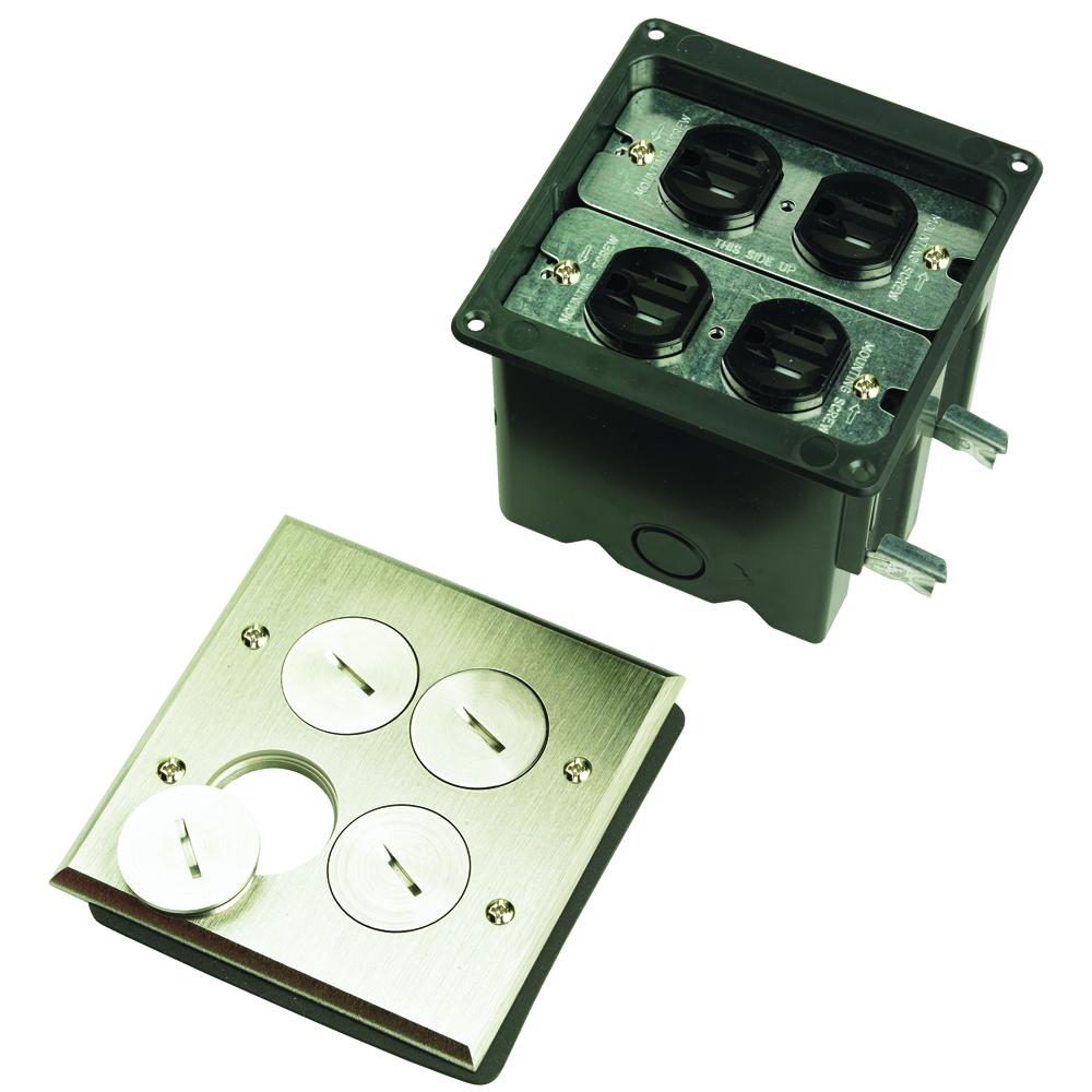 FLOOR BOX 2G 2 DUPLEX RECPT NICKEL