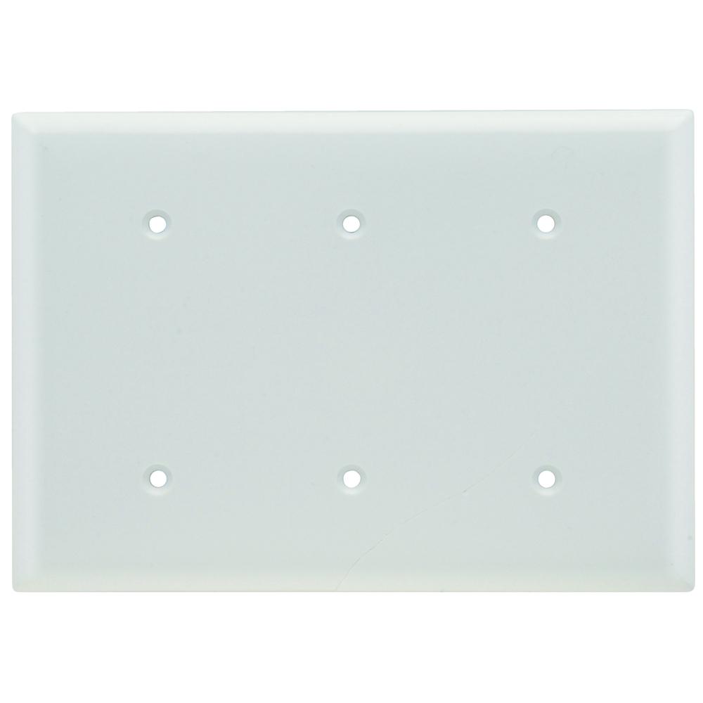 SMOOTH WALL PLATE 3 GANG BLNK MT WH