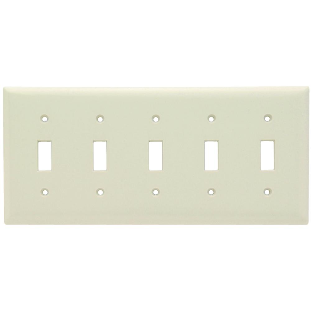 WALL PLATE 5G TOGGLE LIGHT ALMOND