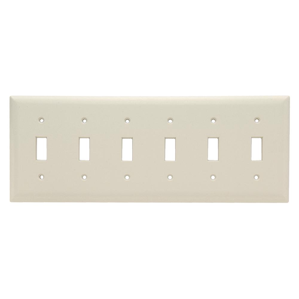 WALL PLATE 6G TOGGLE LIGHT ALMOND