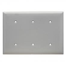 Legrand-Pass & Seymour SP34GRY - SMOOTH WALL PLATE 3G BLNK STRAP MT GY