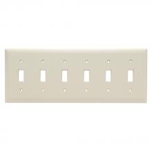 Legrand-Pass & Seymour SP6LA - WALL PLATE 6G TOGGLE LIGHT ALMOND